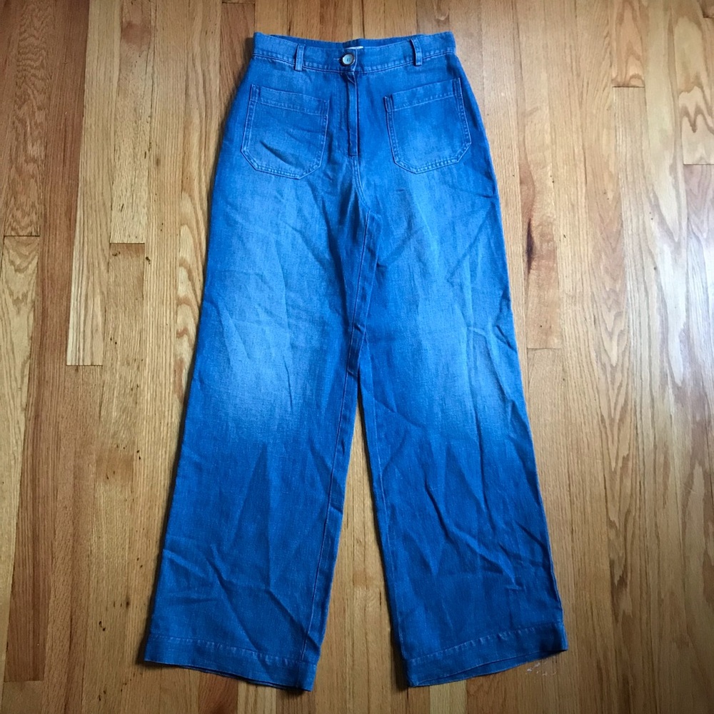 Sessun Johnny Spring Chore High-Rise Wide Leg Blue Denim Jeans 36